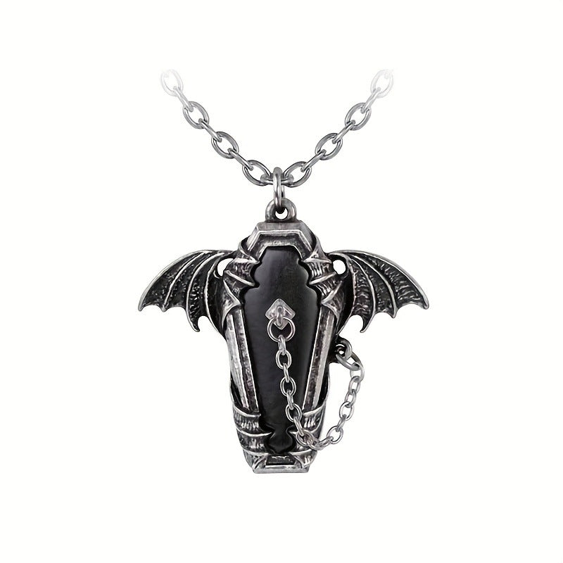 Wholesale Creative Gothic Bat Coffin Clavicle Chain Halloween Retro Exaggerated Pendant Dark Style Old Necklace Necklace